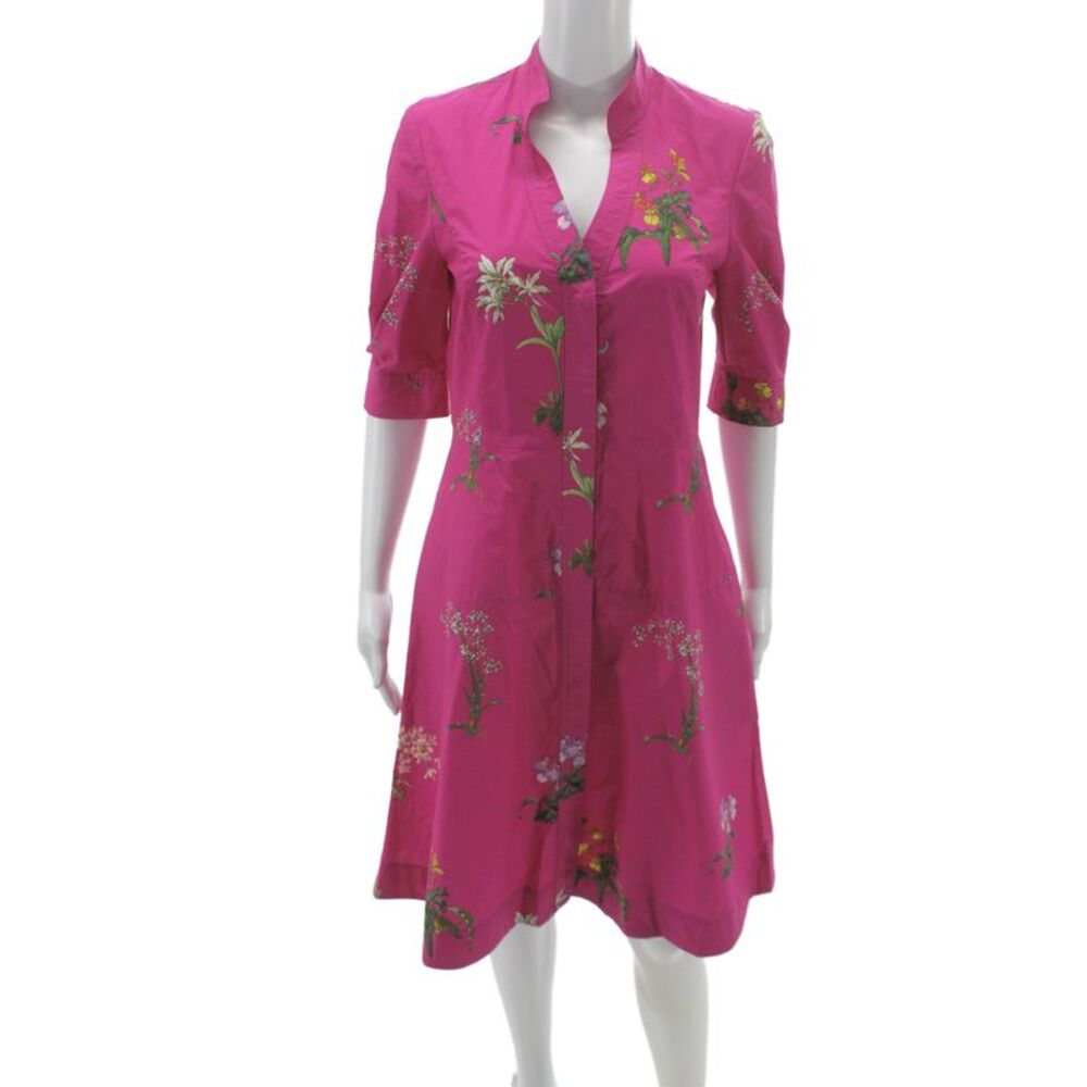 Charlotte Brody Womens Pink Floral Cotton Shirt Dress Size S